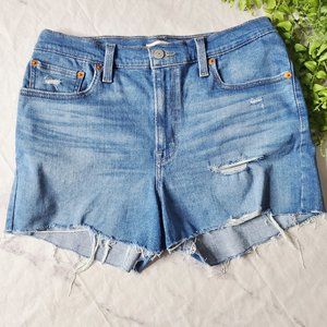 Good American Good Legs High Rise DIY Distressed Denim Cutoff Shorts 10 30